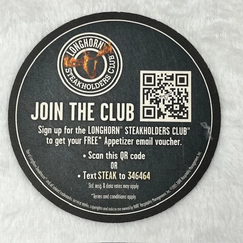 LongHorn Steakhouse Rare Steak Coaster Steakholders Club Barware Collectible